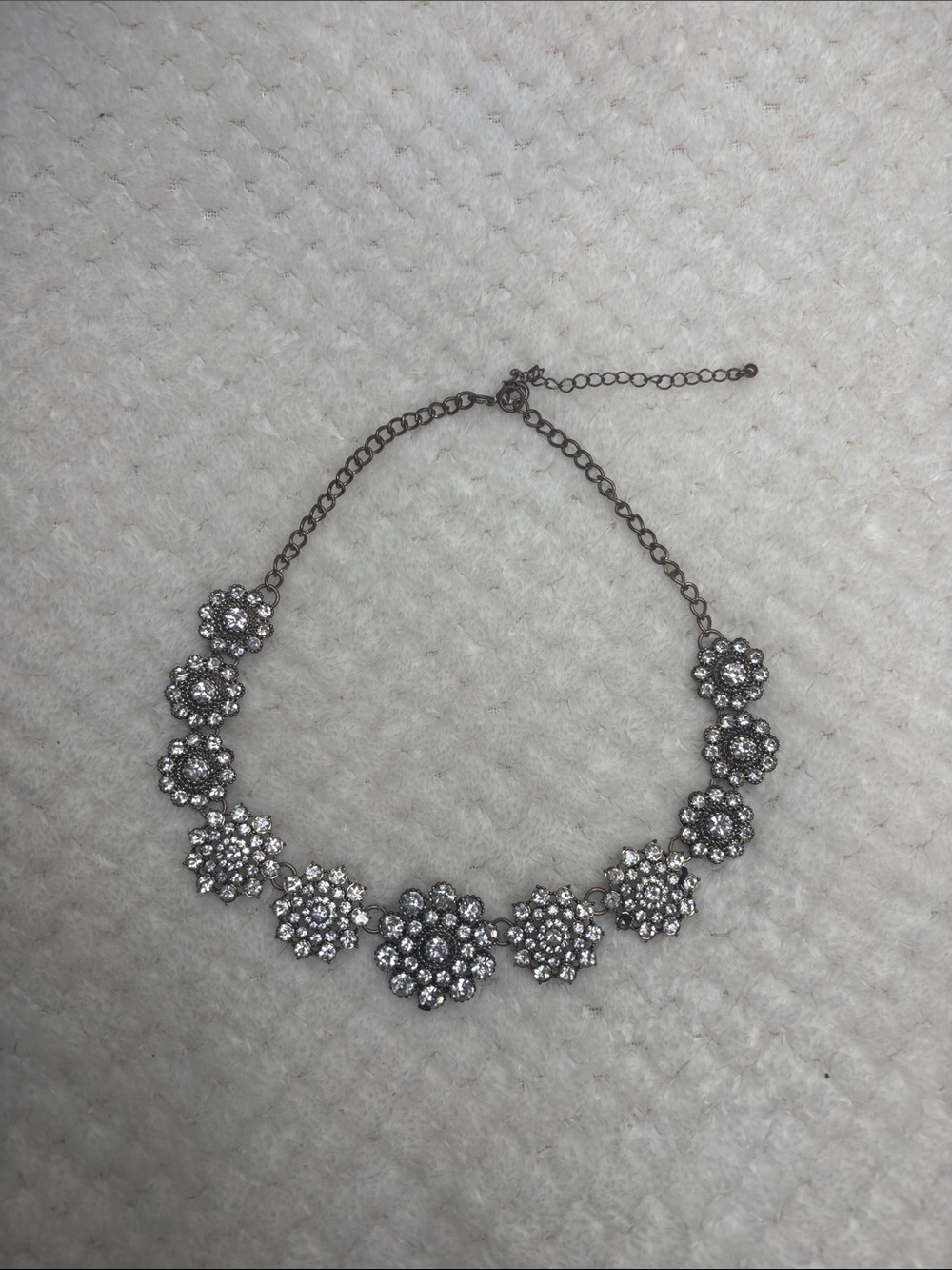 Crystal Floral Statement Necklace -chrome/silver Tone